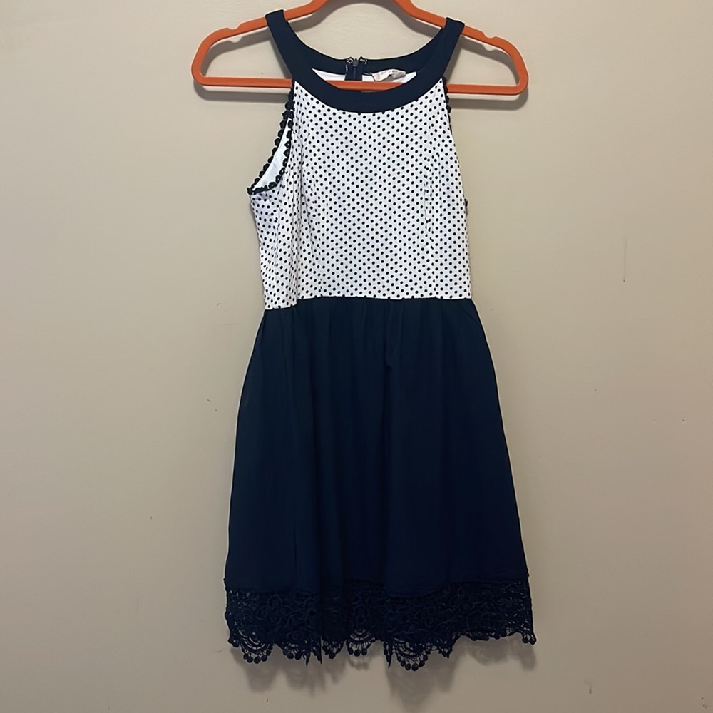 Altar’d State polka dot navy blue sleeveless casual dress S